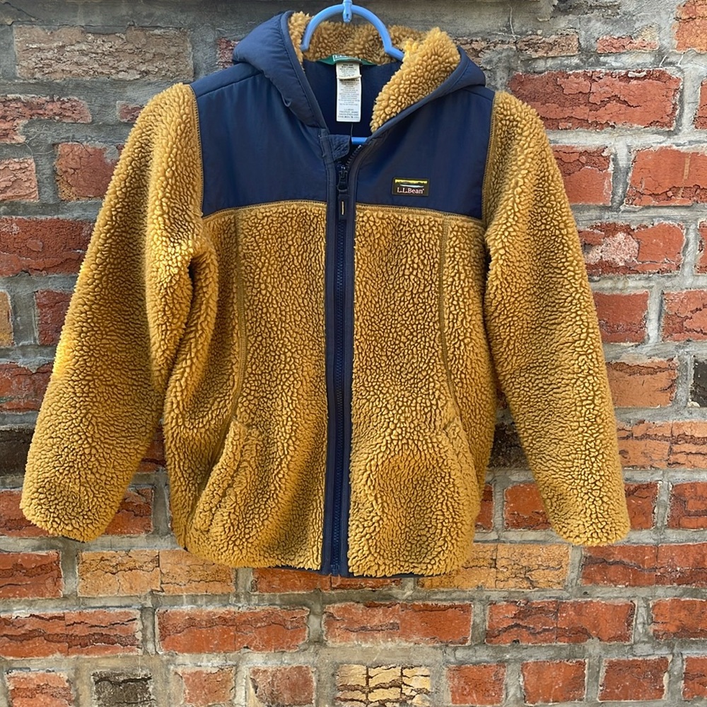 LLBean Sherpa fleece hooded jacket kids